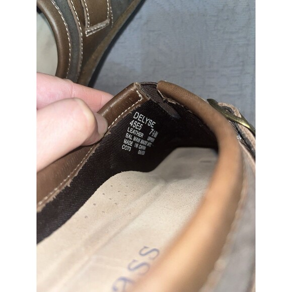 Bass Clogs Mules Slip On Buckle Brown Leather Size 7.5 In Box Vguc - Picture 6 of 12